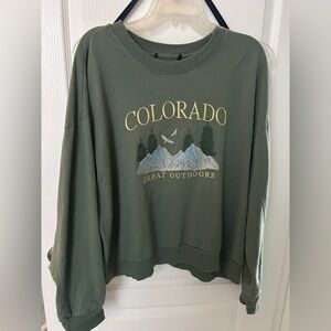 Forever 21 Green Colorado Crew Neck Sweater